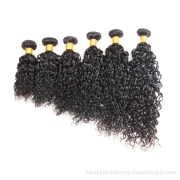 Huashuo Free Shipping Natural Color  Cuticle Aligned Raw Indian Virgin Hair Wholesale Water Wave Human Hair Bundles